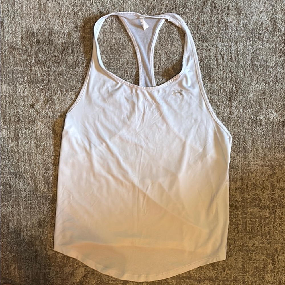 Under Armour White Sleeveless Racerback Tank Top